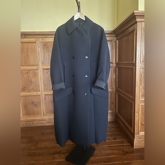 Toga Archives Coat Double-Breasted Neoprene Navy Size 10 US (40 French) - Picture 10 of 16